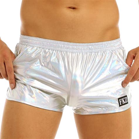 Kup Mens Shiny Metallic Low Rise Boxer Shorts Clubwear Costume Trunks