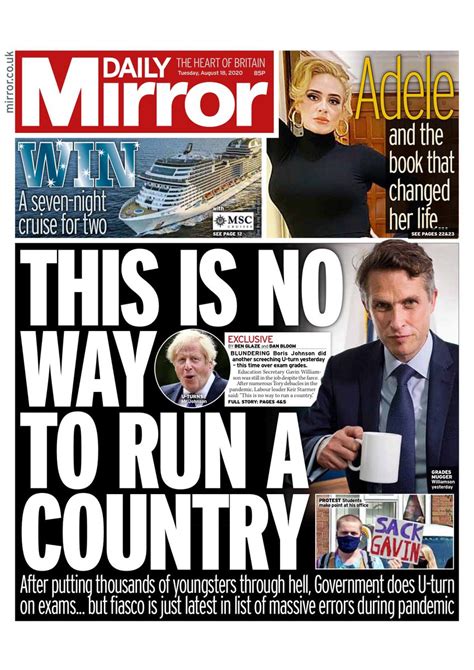 Parliament to be dissolved soon. Daily Mirror Front Page 18th of August 2020 - Today's Papers