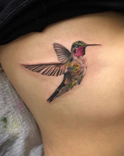 Perfect Ruby Throated Hummingbird Tattoo Realistic Style Hummingbird