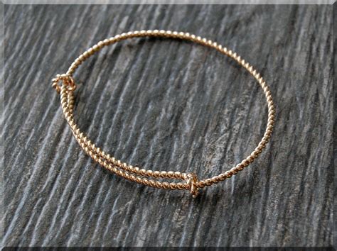 14k Solid Gold Expandable Bangle Bracelet Twisted 14k Gold