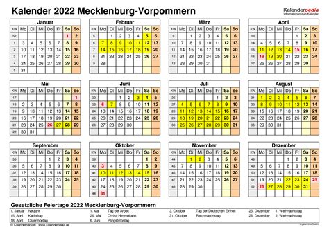 Weihnachtstag sind es insgesamt 13. Kalender 2022 Mecklenburg-Vorpommern: Ferien, Feiertage ...