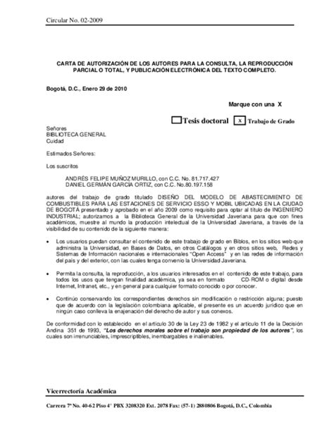 Pdf Carta De AutorizaciÓn De Los Autores Para La Consulta La