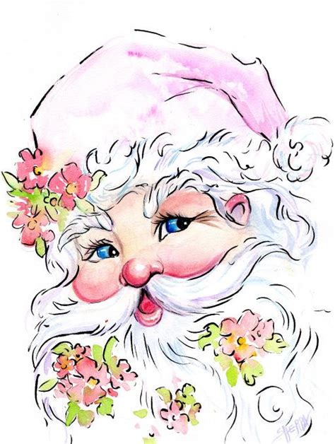 Vintage Santa Claus Line And Wash Easy Watercolor Step By Step For