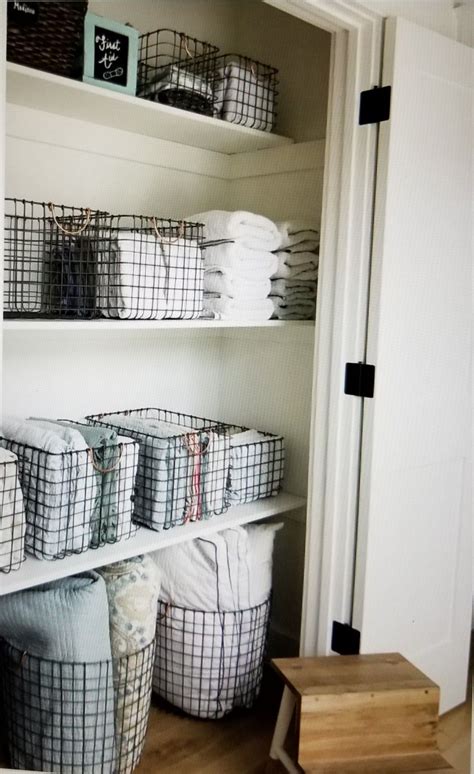 Organize The Linen Closet With Wire Baskets Laundry Room Inspiration