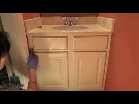 Just add a very thin layer using a sponge. vanity make-over: removal of plastic melamine cabinet ...