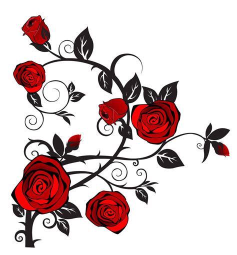 Red Goth Roses 2 2852x3072 Clear Rose Vine Tattoos Thorn Tattoo