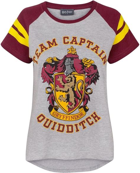 Harry Potter T Shirt Quidditch Team Captain Grey Raglan Ladies Womens
