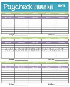 Free printable paycheck budget worksheet. 7 Best Images of Printable Paycheck Budget - Free ...