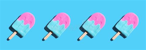 Pink And Blue Popsicles With Shadow Stock Illustration Illustration