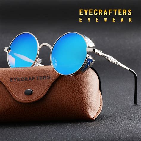 Eyecrafters Retro Vintage Womens Gothic Steampunk Sunglasses Polarized Brand Designer Round