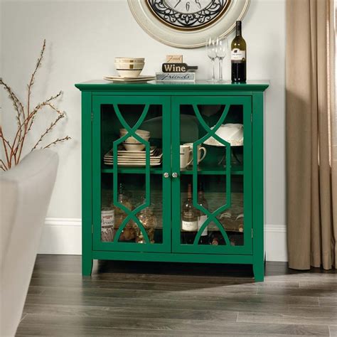 Sauder Shoal Creek Accent Curio Cabinet In Emerald Green 420127