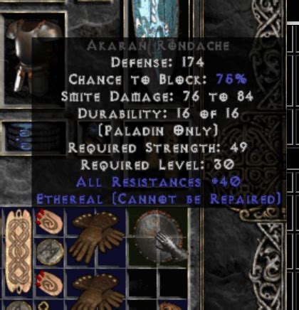 Exile 4 socket paladin shields (only) vex + ohm + ist + dol 15% chance to cast level 5 life both work for a lowbie smiter. Is this a good EXILE base? : diablo2