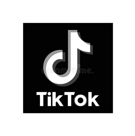 Tiktok Icon Black And White Circle Tiktok Text Word Logo Symbol