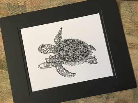 Turtle Zentangle Art Drawings Pen And Ink Black And Etsy