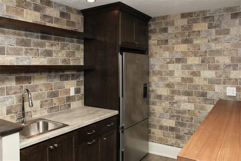 Rustic Brick Tiled Walls And Backsplash Brick Tile Wall