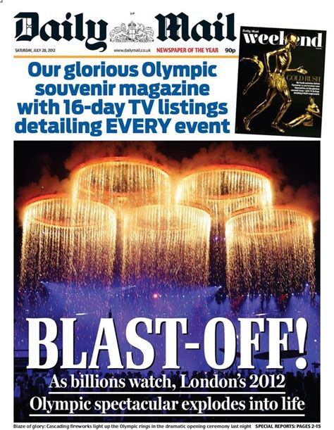 Olympics Newspaper Front Pages The Daily Mail London England