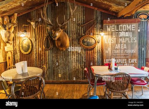 Utopia, Texas, USA. Interior of a cafe in the Texas Hill Country