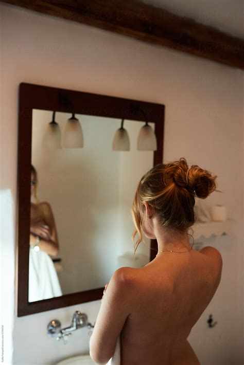 Naked Woman After Bath From Back By Guille Faingold Bathroom Mirrored Stocksy United