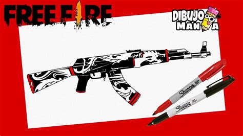 How To Draw The Ak47 Flaming Dragon Of Free Fire How To Draw Ak47
