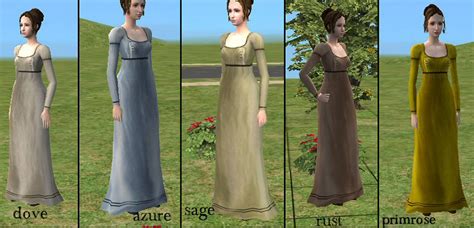 Mod The Sims Regency Dresses In Five Muted Colors