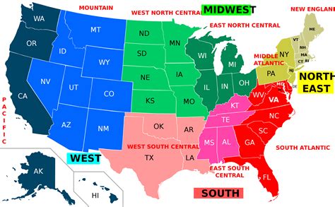 Map Of The Us By Region Reyna Charmian