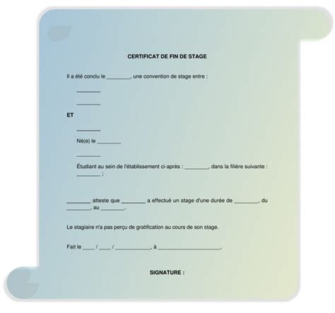 Modèle Dattestation De Stage Sous Format Word Modèles Word