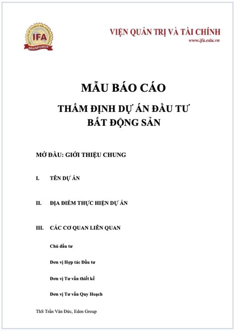 10 Mẫu Báo Cáo Dự án đầu Tư Và Thẩm định Dự án đầu Tư đáng Tham Khảo