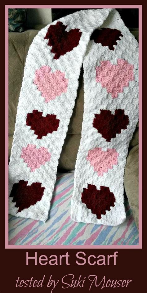 Hearts Scarf C2c Crochet Pattern Written Row Counts C2c Graphs