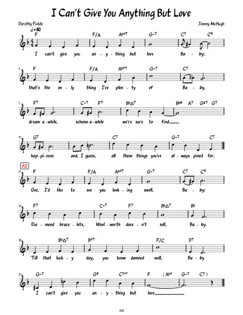 I Cant Give You Anything But Love Lead Sheet With Lyrics Sheet Music For Piano Solo