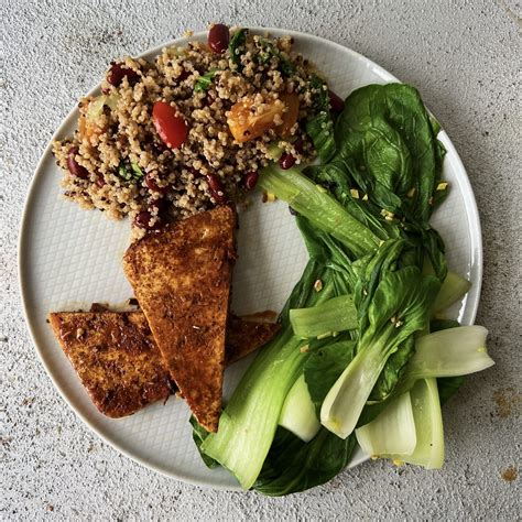 Pan Fried Tofu With Steamed Greens And Quinoa Recipes