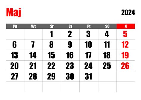 Kalendarz Maj 2024 Kalendarzsu