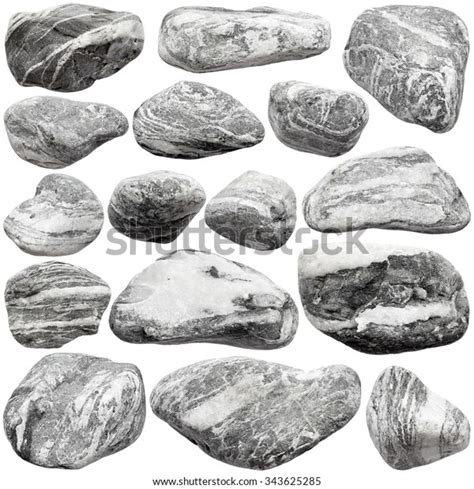 Set Grey Rocks Isolated On White Stock Photo Edit Now 343625285