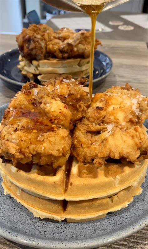 Chicken And Waffles With Spicy Honey Sauce R Tonightsdinner