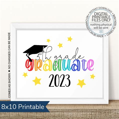 Printable 5th Grade Graduation Sign Printable Last Day Of Etsy