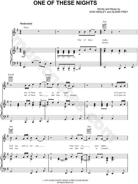 Одна из этих ночей more translations of one of these nights lyrics. The Eagles "One of These Nights" Sheet Music in G Major ...
