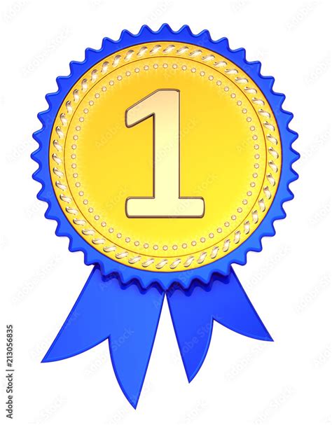 Number One 1 Award Ribbon 1st First Place Medal Golden Blue Champion
