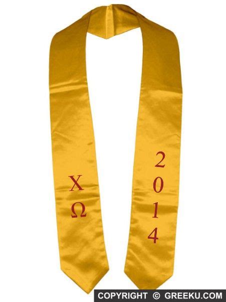 Chi Omega Embroidered Graduation Stole With Year Graduation Stole
