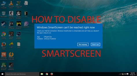 How To Disable Smartscreen In Windows 10 Youtube
