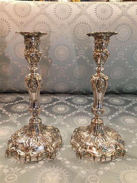 Regency Period Rococo Revival Sheffield Plate Candlesticks By T And J