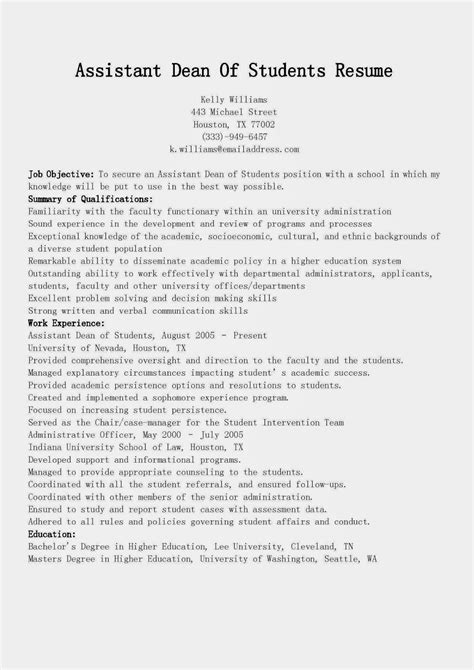 Writing a letter to the dean of a university. Resume Samples: Assistant Dean Of Students Resume Sample