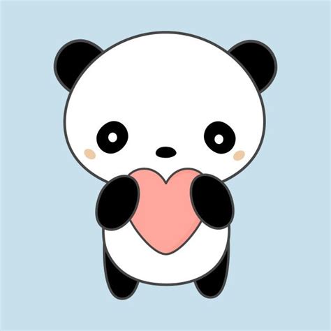 Kawaii Cute Panda Bear With Heart T Shirt By Happinessinatee Cute