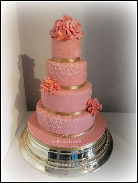 Coral Wedding Decorated Cake By Kathryn Lovick Cakesdecor