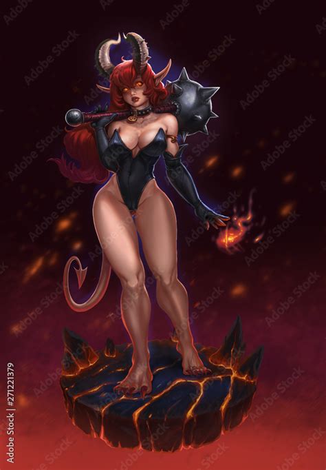 Succubus Sexy In Saber Carnival Box And Gloves Realistic Illustration