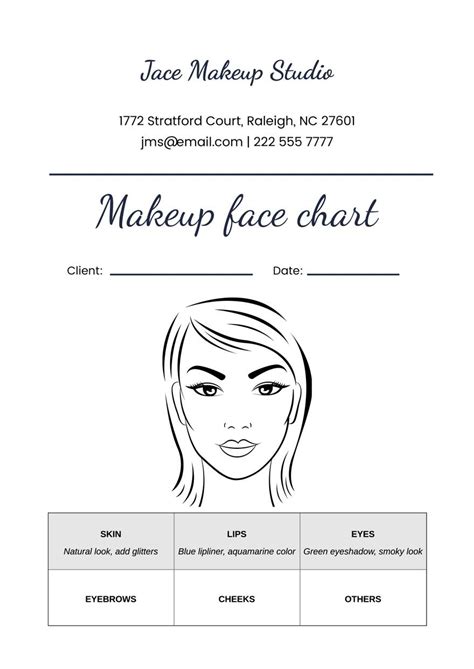 Makeup Face Chart In Illustrator Pdf Download