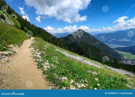 Path Through Summer Mountain Landscape In Austrian Alps Tirol Near