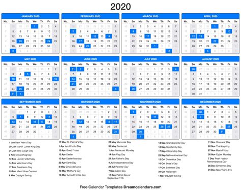 Printable List Of Jewish Holidays 2020 Calendar Template Printable