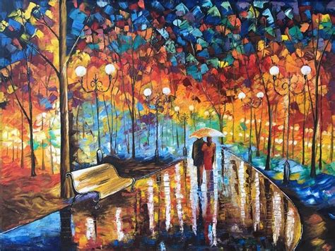 Romantic Walk On A Rainy Night Painting By Monisha Singhal Fine Art