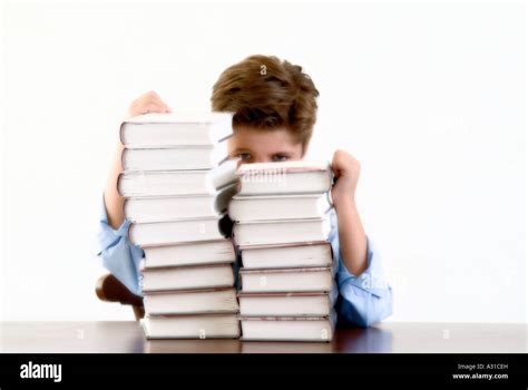Child With Piles Of Books Stock Photo Alamy