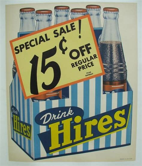 1940 s vintage hires root beer 6 pack deco bottle poster sign hires root beer root beer root