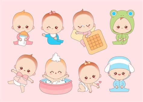 Free Vector Collection Of Kawaii Japanese Babies